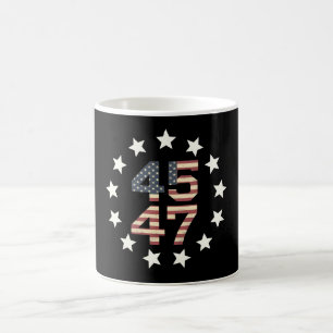 Caneca De Café Trump 45 47 Estrelas Bandeira Americana Vintage EU