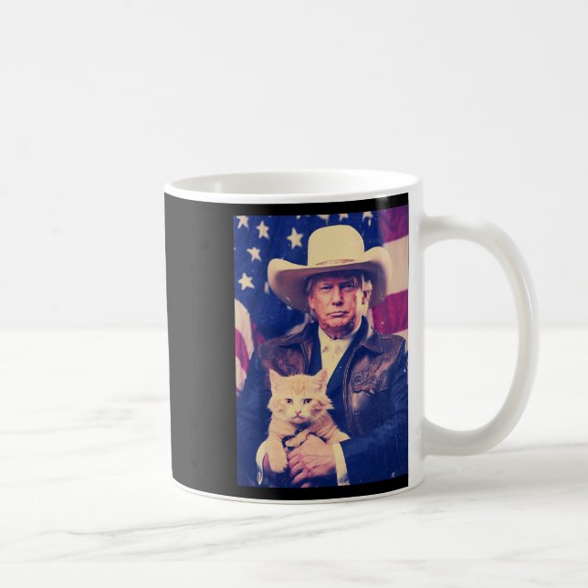 Caneca De Café Trump Cat Shirt Engraçado Cowboy Donald Trump 2024 (Direita)