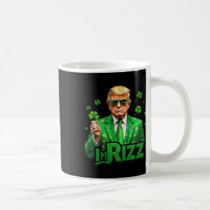 Caneca De Café Trump Estou Rizz Dia de São Patrício Trevo Sortudo