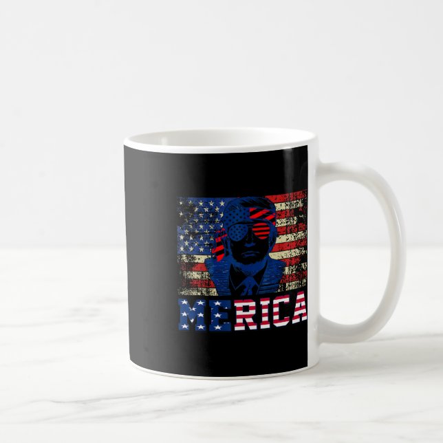 Caneca De Café Trump Feliz Quatro 4 de Julho Trump Bandeira Ameri (Direita)