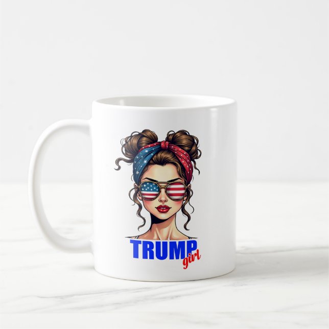 Caneca De Café Trump Girl Messy Bun Patriotic Coffee (Esquerda)
