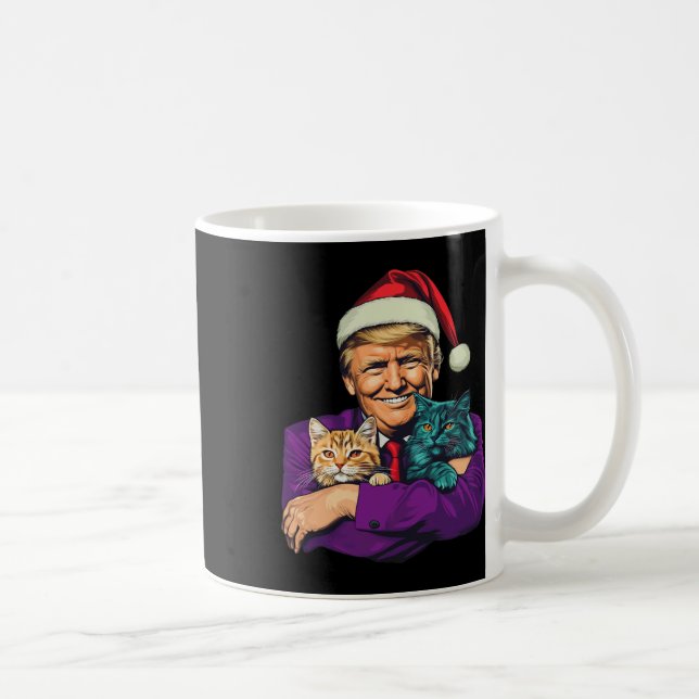 Caneca De Café Trump Holding Gatos Feliz Natal Festivo Engraçado (Direita)