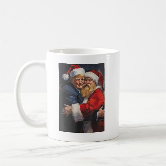 Caneca De Café Trump Hugging Papais noeis Natal Engraçado Trump X (Esquerda)