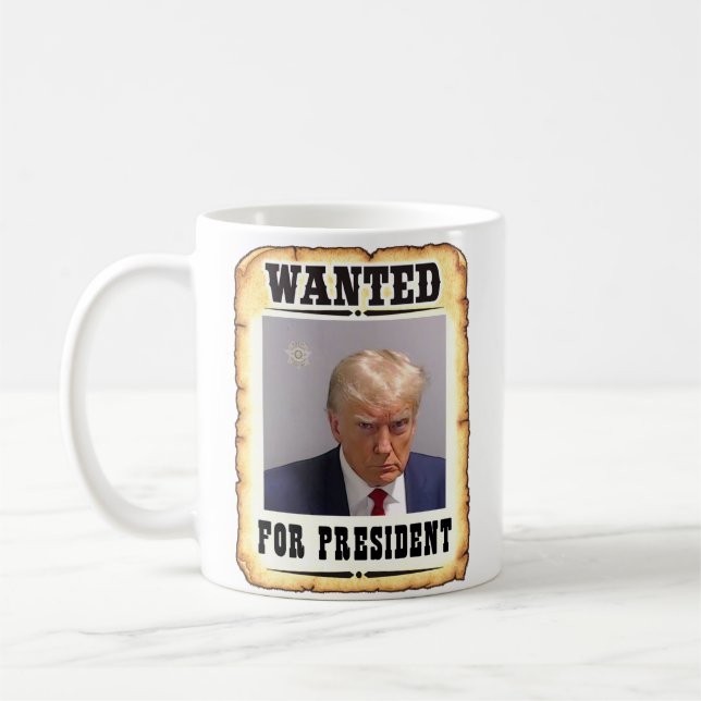 Caneca De Café Trump Queria O Presidente Mug Shot Coffee Mug (Esquerda)