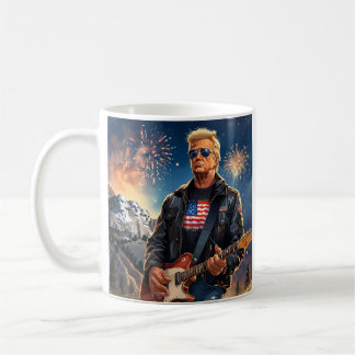 Caneca De Café Trump Tocando Violão Elétrico Monte Rushmore MAGA