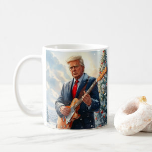 Caneca De Café Trump tocando violão elétrico na árvore de Natal
