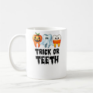 Caneca De Café Truque Ou Dente De Dentista Dental De Halloween