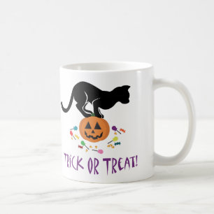 Caneca De Café Truque ou Tratar Gato Preto