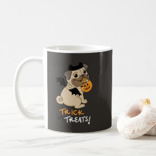 Caneca De Café Truque ou Tratas Pug Costume
