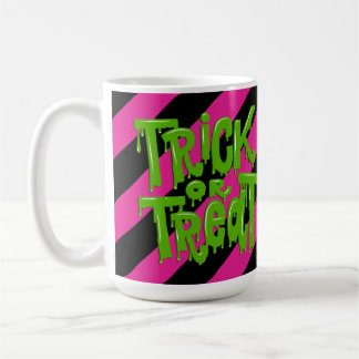 Caneca De Café Truque ou trato cor-de-rosa/café com distribuição 