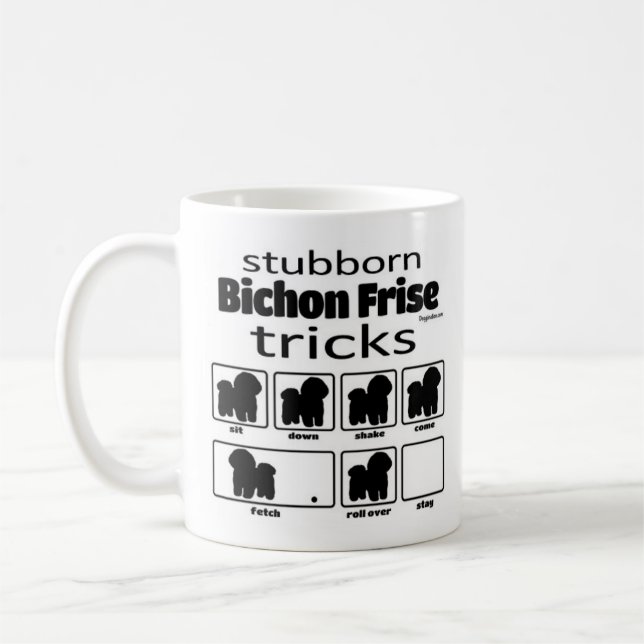 Caneca De Café Truques de Frise de Bichon Stubborn (Esquerda)