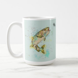 Caneca De Café Truta personalizada do arco-íris 15oz. Mata Cerâmi