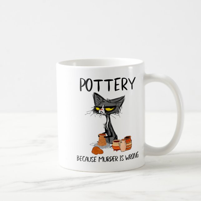Caneca De Café Ttery Because Murder Is Wrong Funny Cat Funny Tter (Direita)