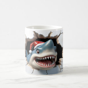 Caneca De Café Tubarão 3D com Natal