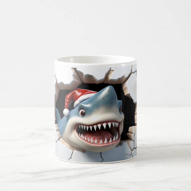 Caneca De Café Tubarão 3D com Natal (Centro)