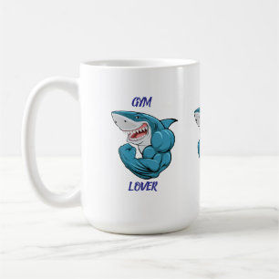 Caneca De Café Tubarão Amante de Academia - Divertido Design de T