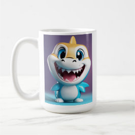 Caneca De Café tubarão bebê, mascote 3d, corpo de cheio, sorriso