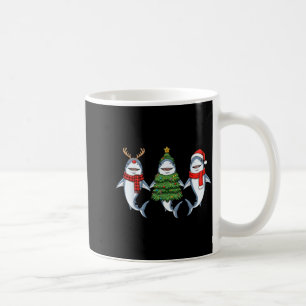 Caneca De Café Tubarão de Natal Retro Papai Noel Rena 
