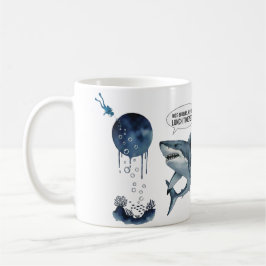 Caneca De Café Tubarão e mergulhador engraçados