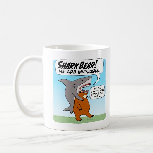 Caneca De Café Tubarão e Urso Engraçados Como Tubarão (Esquerda)