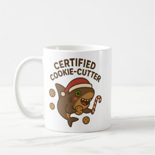 Caneca De Café Tubarão engraçado de Natal com Pun certificado de 