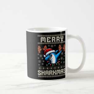 Caneca De Café Tubarão-feliz Sharkmas Christma Ugly Xmas Kids Sha
