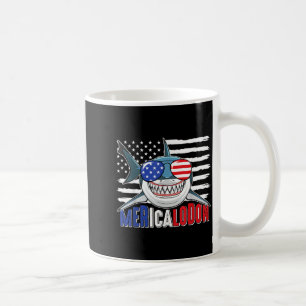 Caneca De Café Tubarão Merica Engraçado 4 de Julho Megalodon Amer
