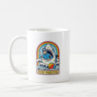 Caneca De Café Tubarão Retro Fique Positivo verão