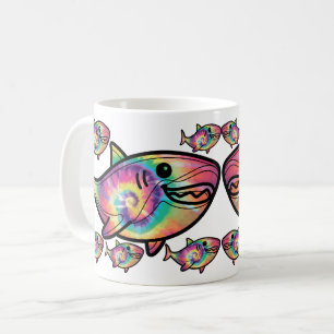 Caneca De Café Tubarão Tie Dye: Um Delight Aquático Colorido