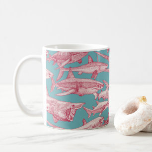 Caneca De Café tubarões apenas viva magenta turquesa
