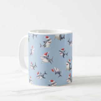 Caneca De Café Tubaroes de Natal Jogados no Azul Claro