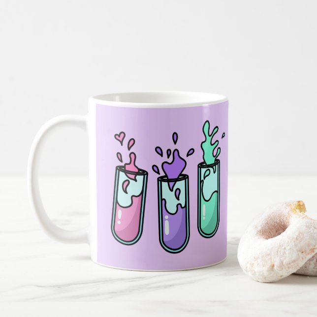 Caneca De Café Tubos De Ensaio Turbulentos (Com Donut)