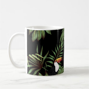 Caneca De Café Túcano de colheita tropical, palma de palma, maruc