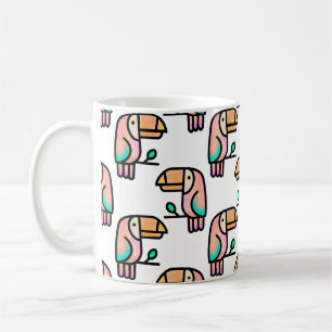 Caneca De Café tucano passarinho da selva padrão desenho animado