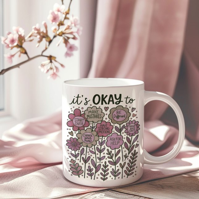 Caneca De Café Tudo bem para Boho Floral (Criador carregado)