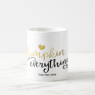 Caneca De Café TUDO DE ABÓBORA Outono Preto & Dourado