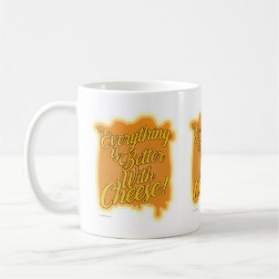 Caneca De Café Tudo é melhor com queijo. Divisa engraçada