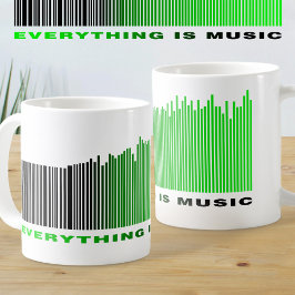 Caneca De Café Tudo é Música Texto Verde Código de Barras Música
