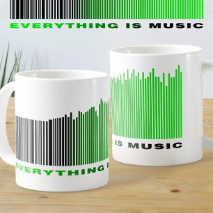 Caneca De Café Tudo é Música Texto Verde Código de Barras Música
