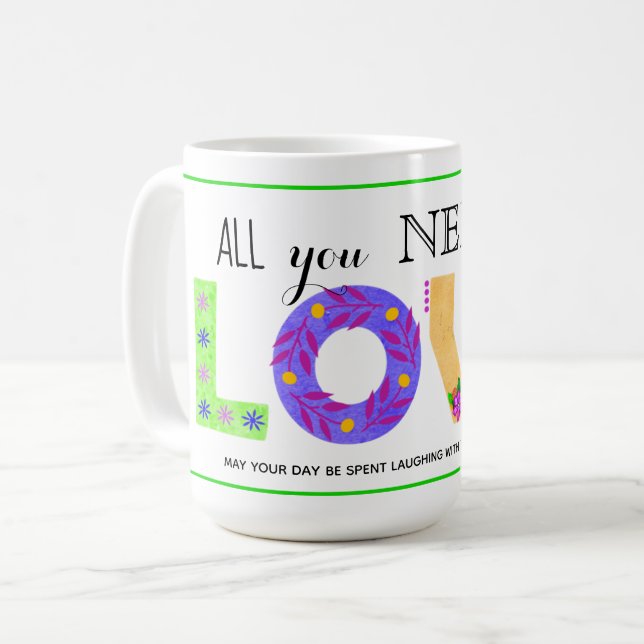 Caneca De Café Tudo o que precisamos é AMOR Bohemian Coffee Mug (Frente Esquerda)