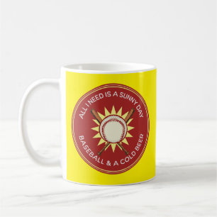 Caneca De Café Tudo o que preciso é um dia ensolarado, beisebol,