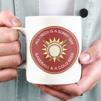 Caneca De Café Tudo o que preciso é um dia ensolarado, beisebol, 