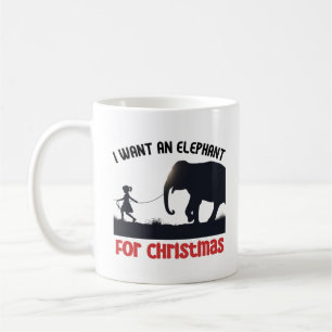 Caneca De Café Tudo o que quero no Natal é um Elefante.