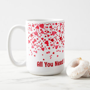 Caneca De Café Tudo o que Você Precisa é Amor & Café Corações de