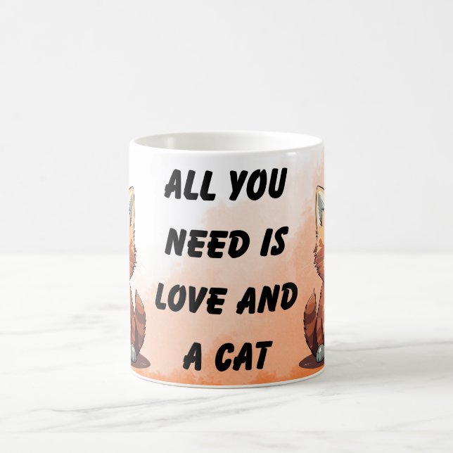 Caneca De Café Tudo o que você precisa é amor e um gato (Centro)