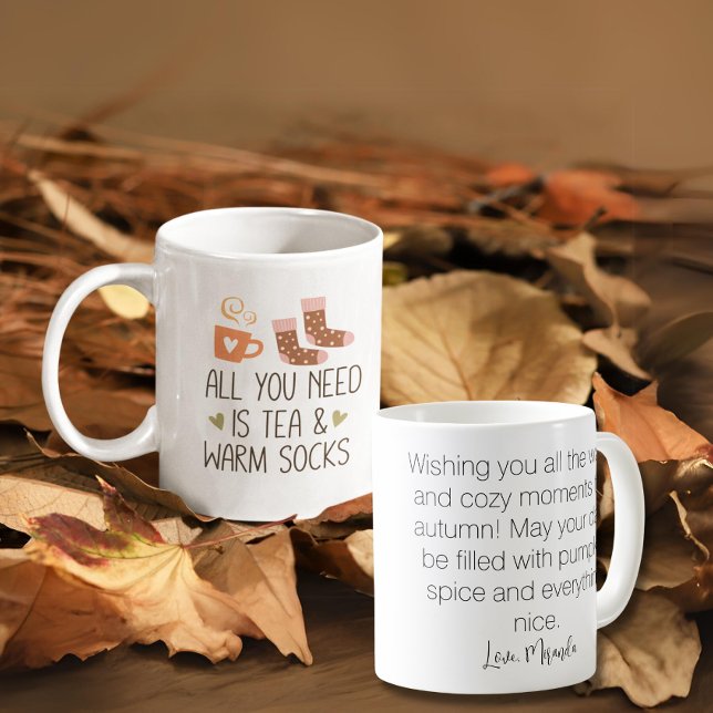 Caneca De Café Tudo o que você precisa é do outono com uma mensag (All you need is Autumn with a custom message Coffee Mug)