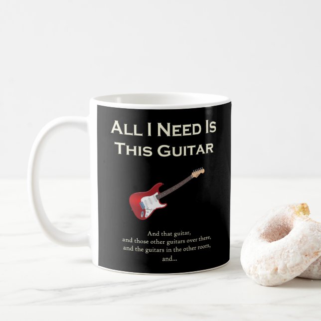 Caneca De Café Tudo que eu preciso é esta guitarra, engraçada, (Com Donut)