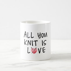 Caneca De Café Tudo que você faz malha é amor com fio vermelho