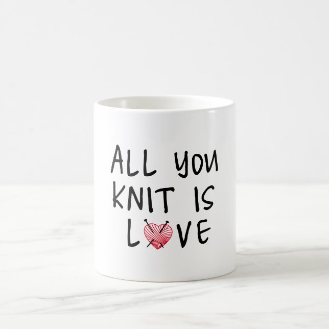 Caneca De Café Tudo que você faz malha é amor com fio vermelho (Centro)