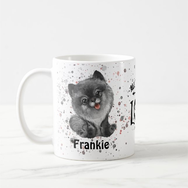 Caneca De Café Tudo que você precisa é amor e um café canino (Pom (Esquerda)